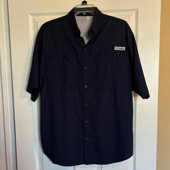 Columbia PFG men’s dark blue short sleeve button down shirt size medium - Picture 1 of 10